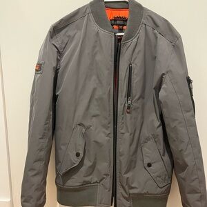 Superdry Gray Bomber Jacket with Ribbed Collar and Cuffs gently worn men’s L